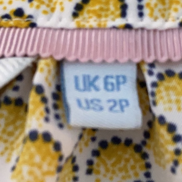 Boden Yellow Print Tie Neck Peasant Top 2P - Picture 7 of 10